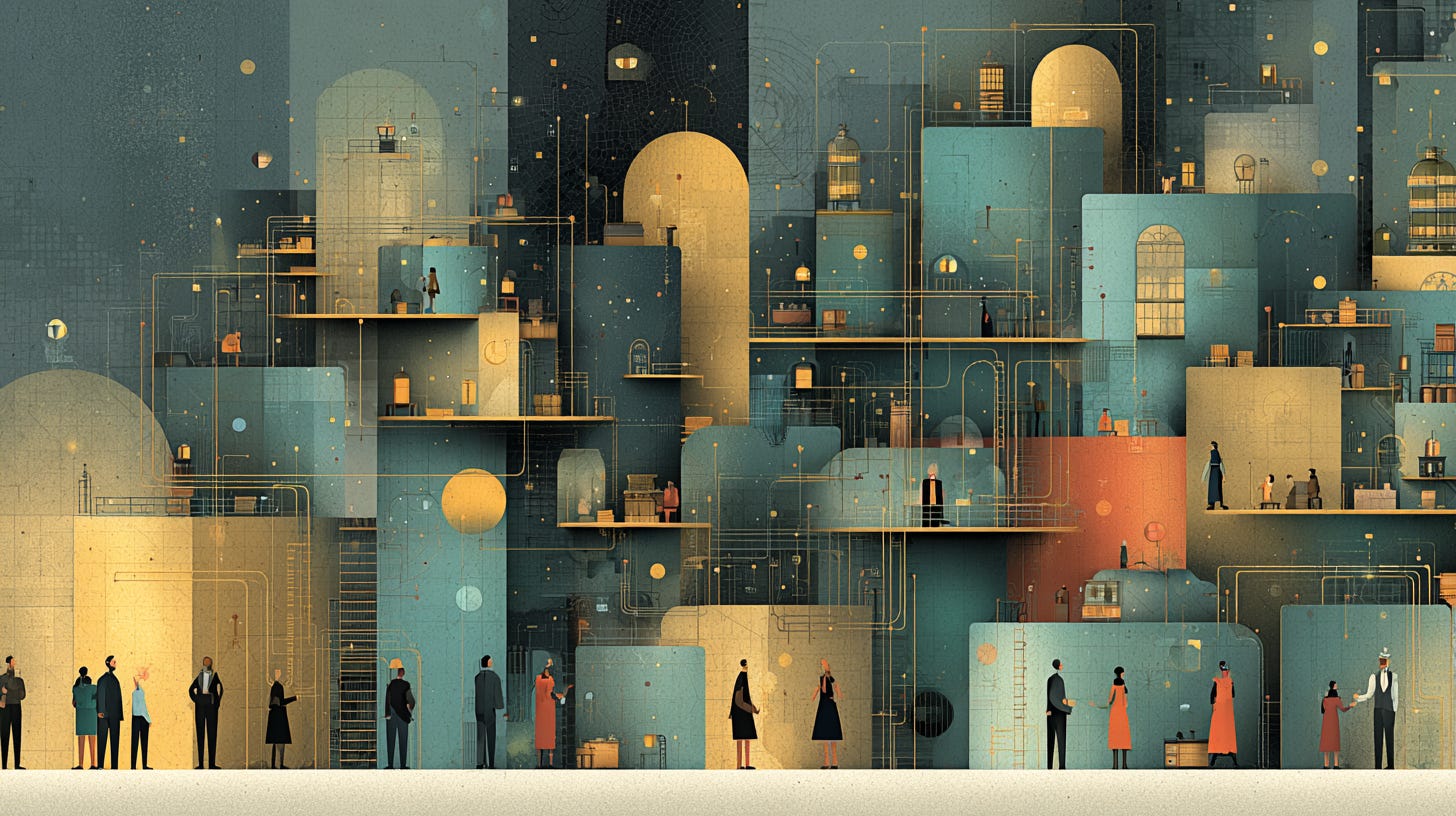 Abstract of a neighborhood of apartments on a hill top