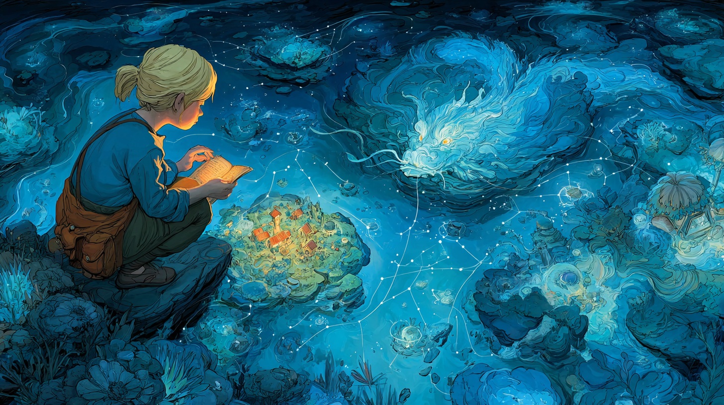 Child using AI to build an imaginary world